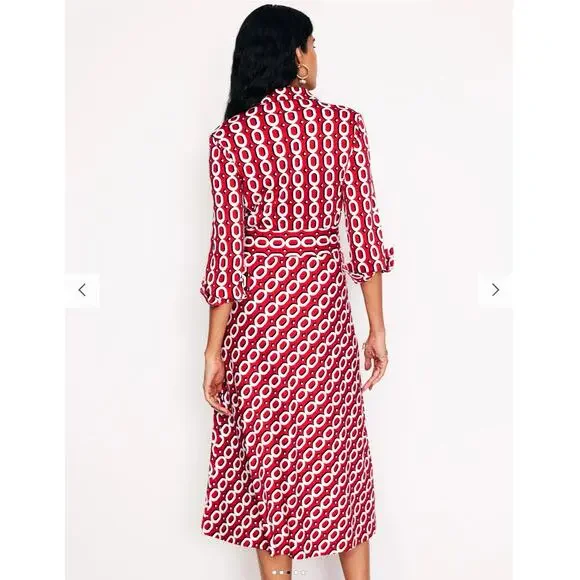 BODEN Laura Jersey Midi Shirt in Red Chain Pattern // 8 - Picture 2 of 13